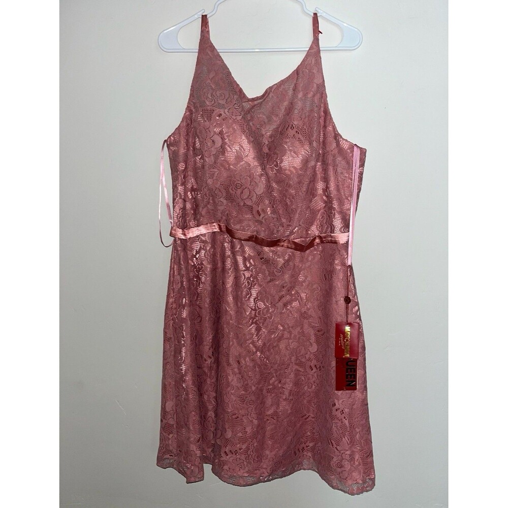 NWT May Queen Couture Pink Floral Lace Lined Full Slip, Women’s Regular Size 16